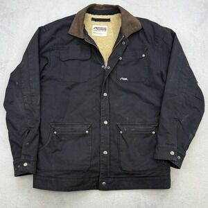 Mountain Khakis Jacket Mens Large Black Chore Barn Farm Sherpa Lined Canvas Coat
